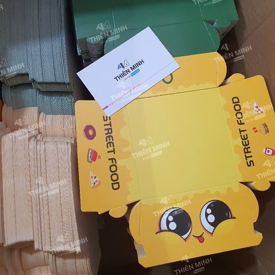 in hộp giấy đựng hamburger