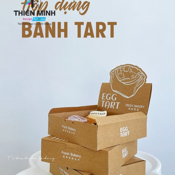 In Hộp Đựng Bánh Tart Trứng