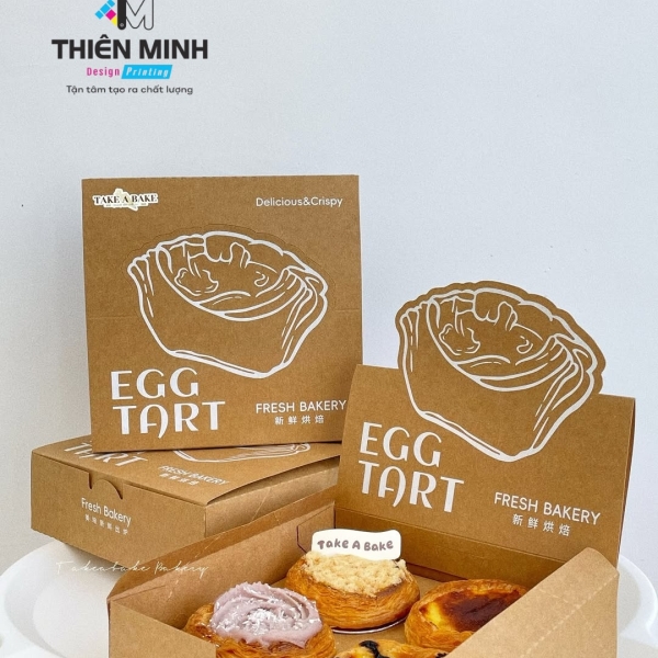 In Hộp Đựng Bánh Tart Trứng